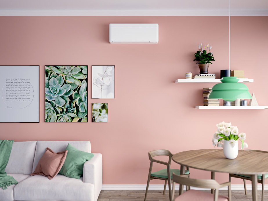 Daikin varmepumpe montert i stue